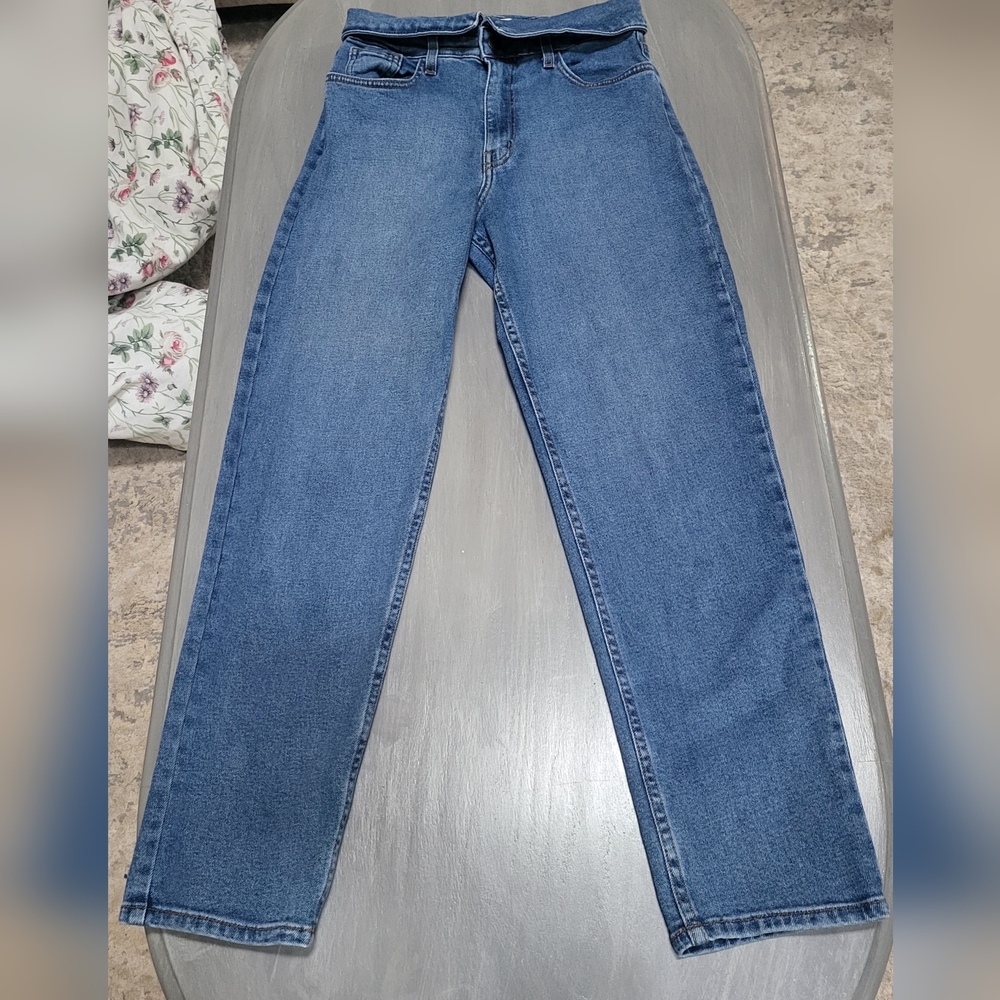Vibrant Fold over Mom Jeans